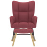 Sillón mecedora con taburete tela rojo tinto 4