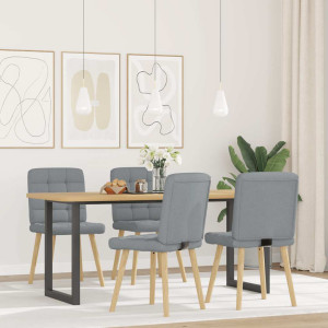 Cadeiras de jantar 4 pcs tecido cinzento-claro H