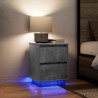 Mesa de cabeceira com luzes LED 38x34x50 cm cinzento-cimento 5