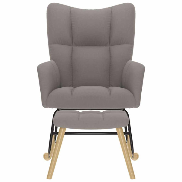 Sillón mecedora con taburete tela gris taupe M 4