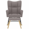 Sillón mecedora con taburete tela gris taupe 4