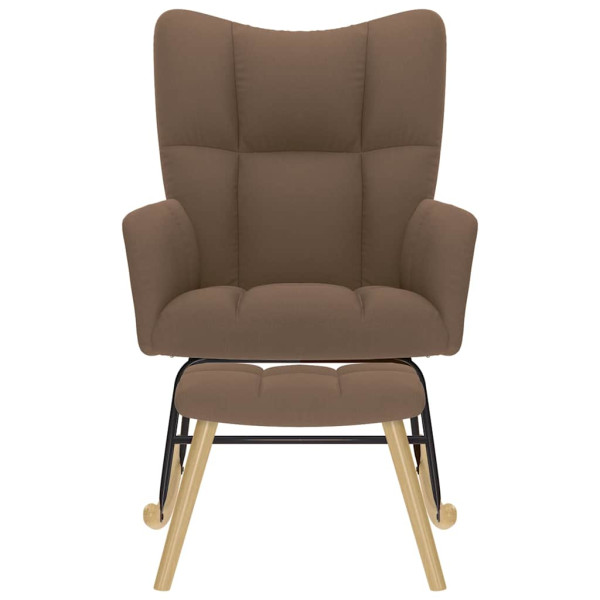 Sillón mecedora con taburete tela marrón M 4