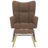 Sillón mecedora con taburete tela marrón 4