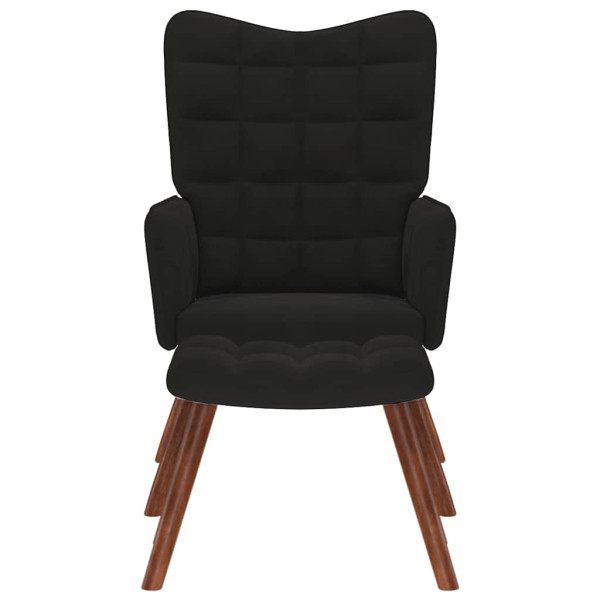 Sillón de relax con reposapiés terciopelo negro M 4