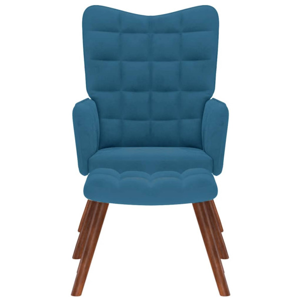 Sillón de relax con reposapiés terciopelo azul M 4