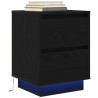 Mesa de cabeceira com luzes LED 38x34x50 cm preto 1