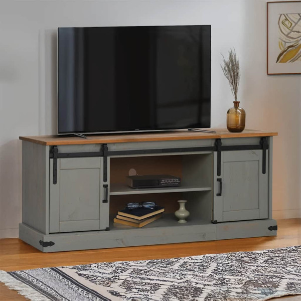 Mueble de TV HALDEN 2 puerta correderas gris 150x40x60 cm D
