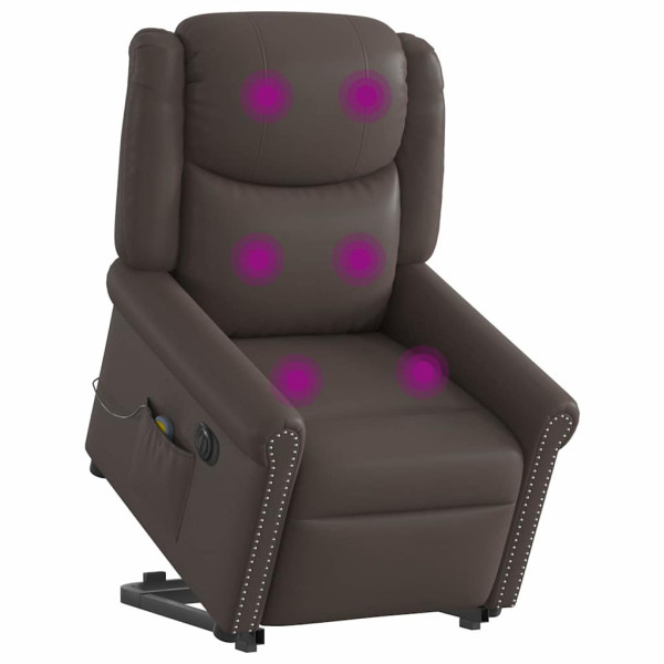 Sillón de masaje elevable eléctrico marrón brillante D