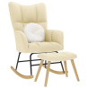 Sillón mecedora con taburete tela color crema 1