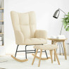Sillón mecedora con taburete tela color crema 3