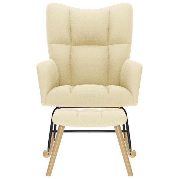 Sillón mecedora con taburete tela color crema M 5