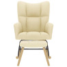 Sillón mecedora con taburete tela color crema 5