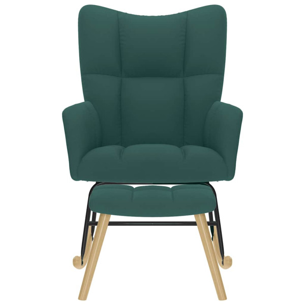 Sillón mecedora con taburete tela verde oscuro M 4
