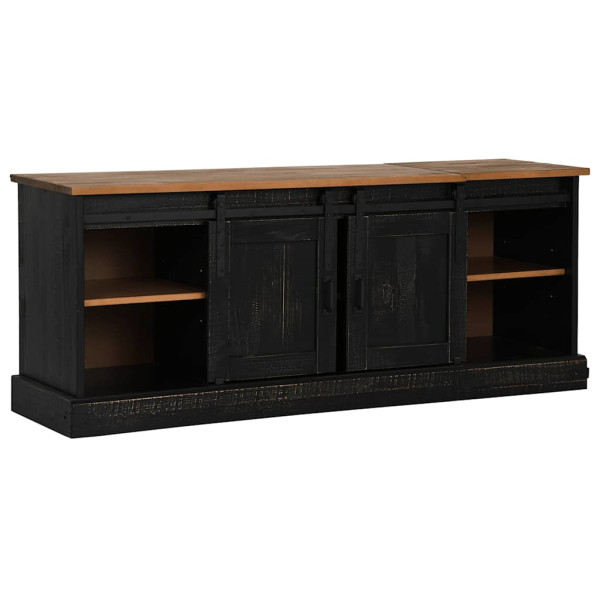 Mueble de TV HALDEN 2 puerta correderas negro 150x40x60 cm M 4