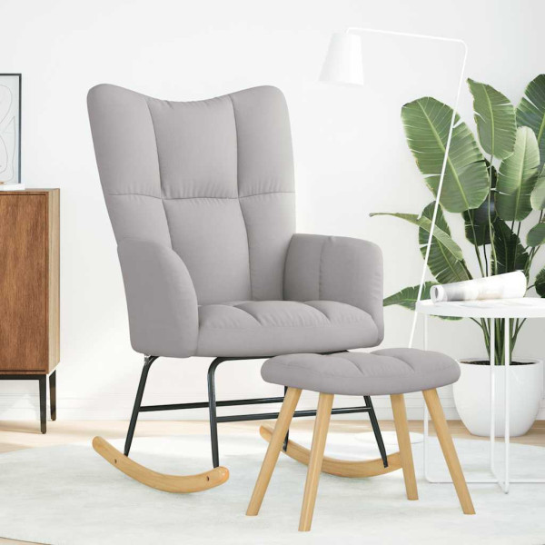 Mecedora con reposapiés de tela gris nube M 3
