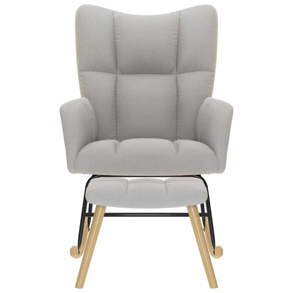 Cadeira de baloiço com banco p/ pés tecido cinzento nublado M 4