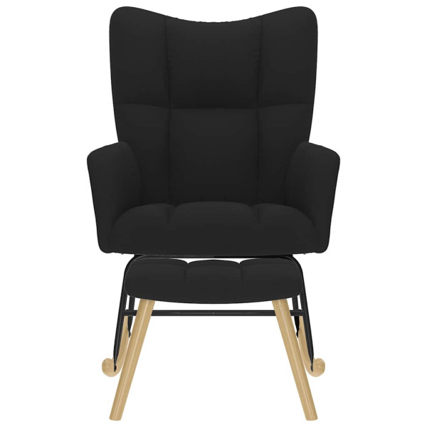 Sillón mecedora con taburete tela negro M 4