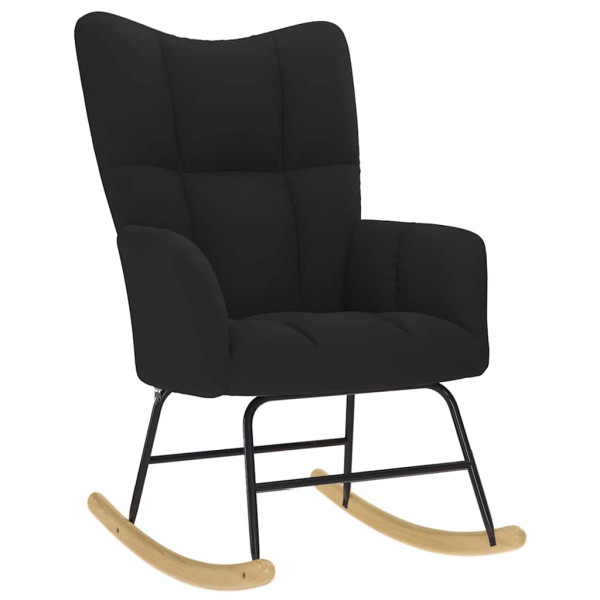 Sillón mecedora con taburete tela negro M 5
