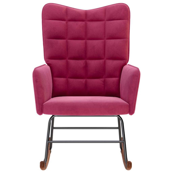 Silla mecedora de terciopelo rojo vino tinto M 4