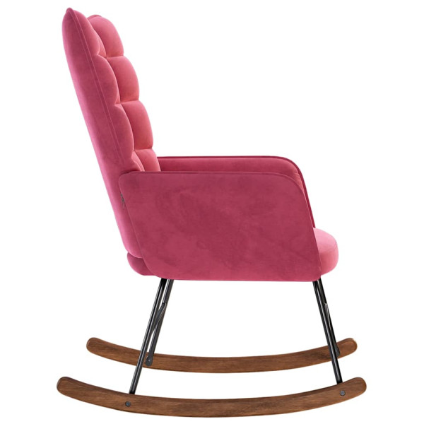 Silla mecedora de terciopelo rojo vino tinto M 5