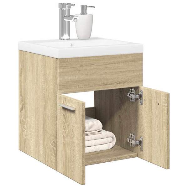 Set de muebles de baño 2 pzas madera contrachapada roble Sonoma D