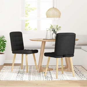 Cadeiras de jantar 2 pcs tecido preto H