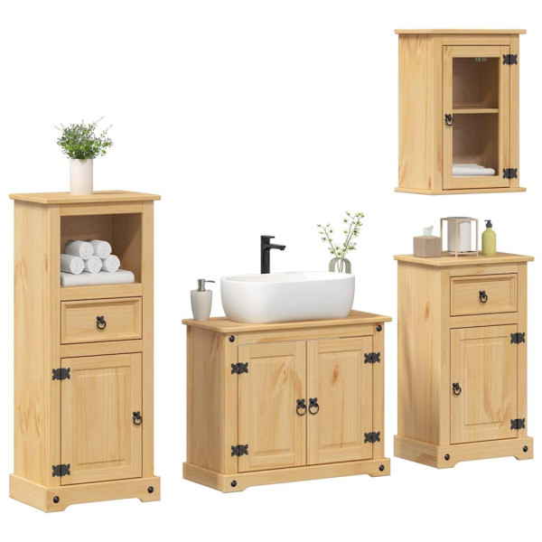 Juego de muebles de baño Corona 4 pzas madera maciza pino D