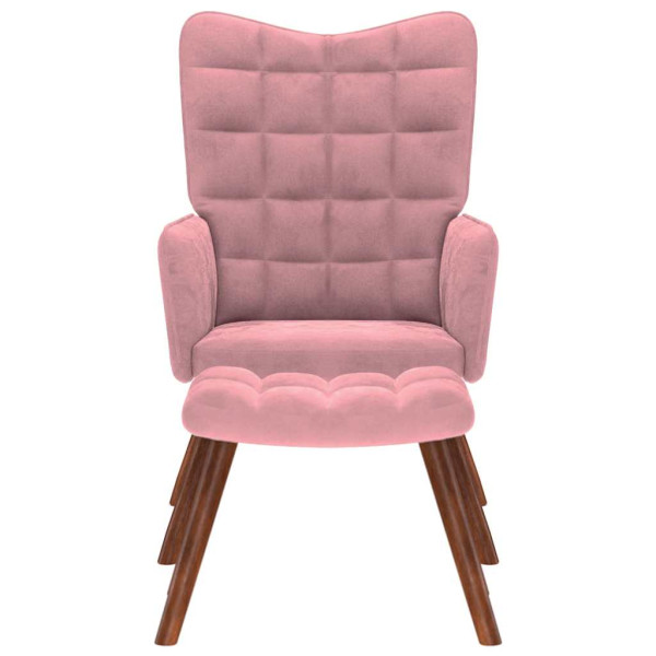 Cadeira de descanso com banco veludo rosa M 4