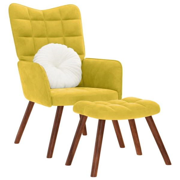 Sillón de relax con taburete terciopelo amarillo D
