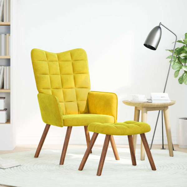 Sillón de relax con taburete terciopelo amarillo M 3