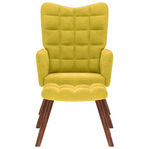 Sillón de relax con taburete terciopelo amarillo M 4