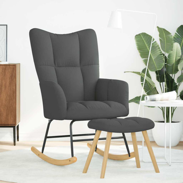 Sillón mecedora con taburete tela gris oscuro M 3