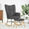 Sillón mecedora con taburete tela gris oscuro 3