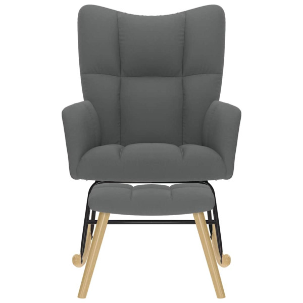 Sillón mecedora con taburete tela gris oscuro M 4