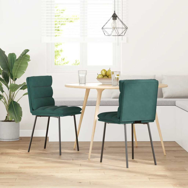 Cadeiras de jantar 2 pcs veludo verde-escuro M 2