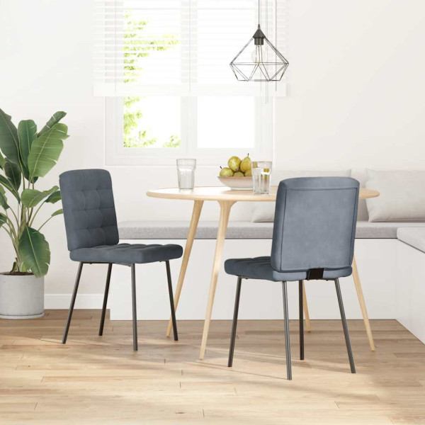 Cadeiras de jantar 2 pcs veludo cinzento-escuro M 2