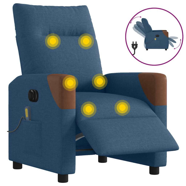 Sillón reclinable de masaje eléctrico tela azul D