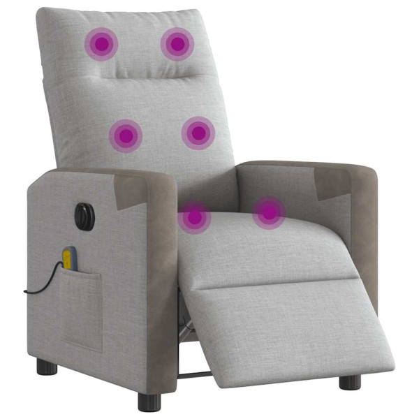 Poltrona massagens reclinável elétrica tecido cinzento-nublado M 2