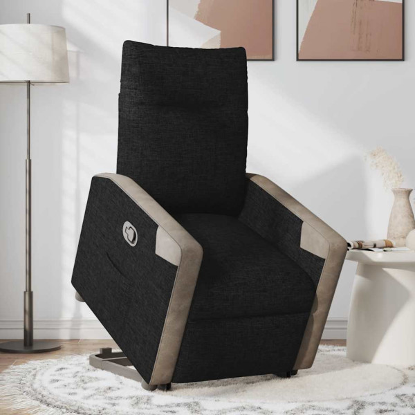 Sillón reclinable elevable tela negro M 3