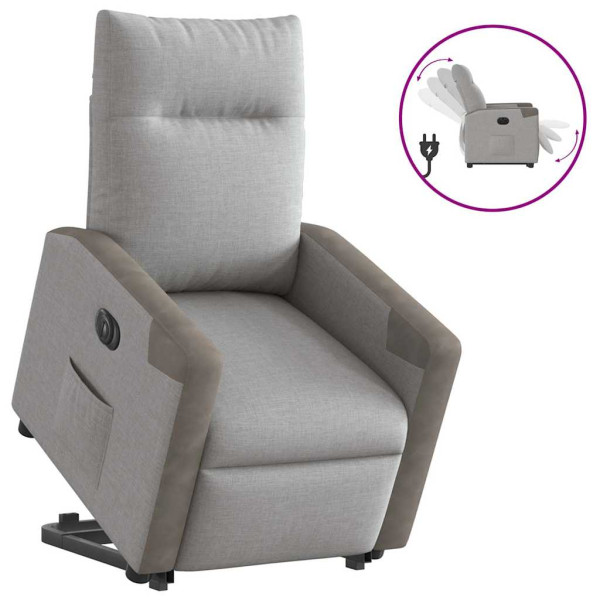 Sillón eléctrico reclinable elevable de tela gris nube D