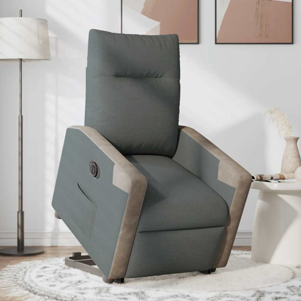Sillón eléctrico reclinable elevable de tela gris oscuro M 3