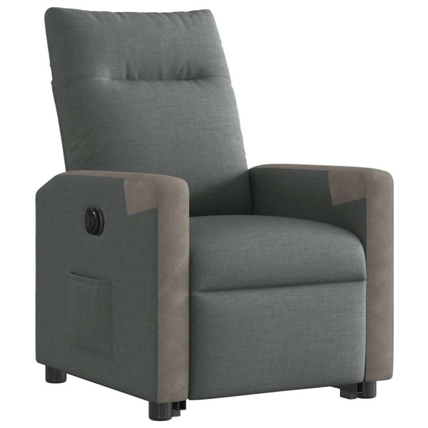 Sillón eléctrico reclinable elevable de tela gris oscuro M 4