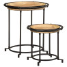 2 pcs Conjunto de mesa de apoio madeira de mangueira maciça 1