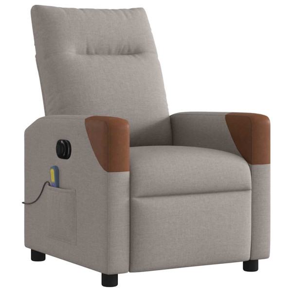 Sillón reclinable de masaje eléctrico tela gris taupe M 4