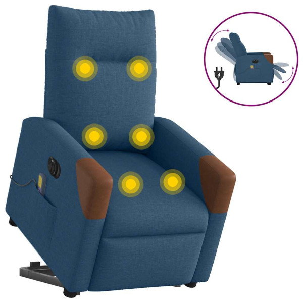 Sillón de masaje eléctrico reclinable elevable de tela azul D