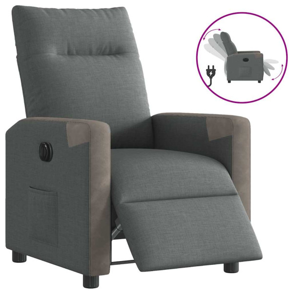 Sillón reclinable eléctrico de tela gris oscuro D