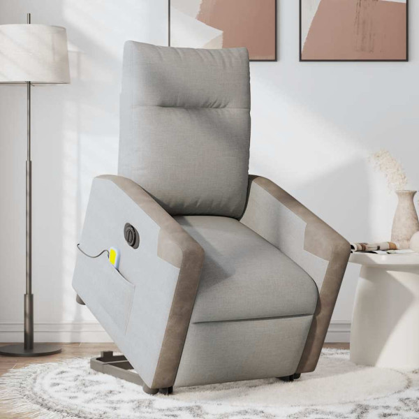 Sillón de masaje eléctrico reclinable elevable tela gris nube M 3