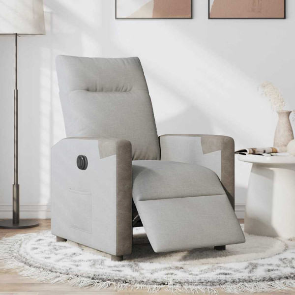 Sillón reclinable eléctrico de tela gris nube M 3