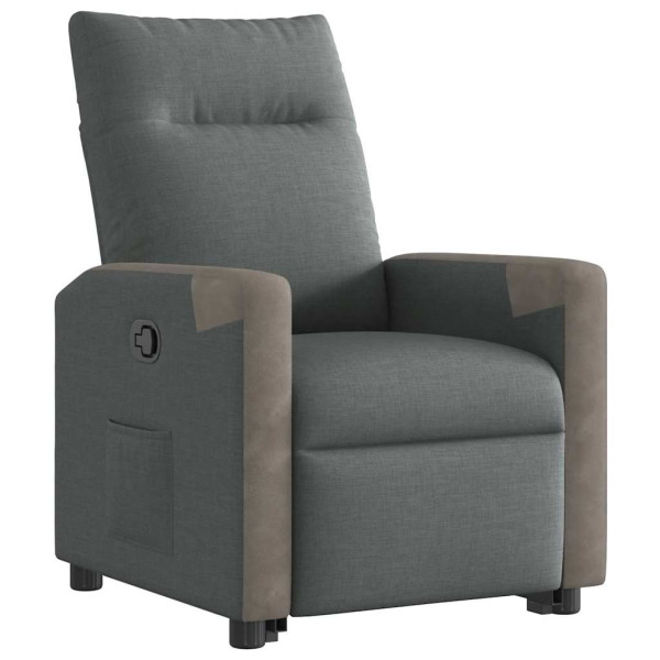 Sillón reclinable elevable de tela gris oscuro M 5
