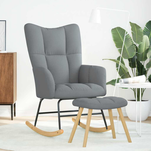 Sillón mecedora con taburete tela gris claro M 3